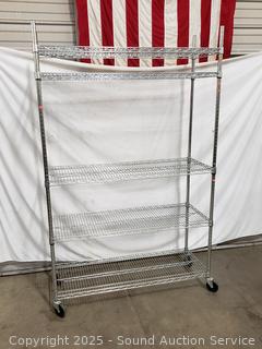 5-Tier Chrome Finish Steel Rolling Utility Rack 