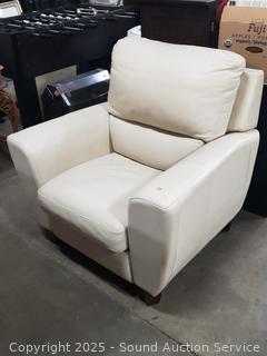 Ivory Leather Pushback Recliner 