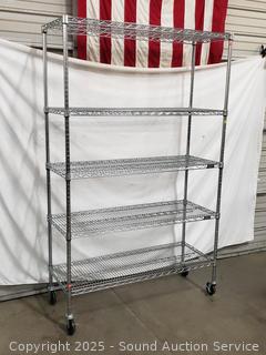 5-Tier Chrome Finish Steel Rolling Utility Rack 