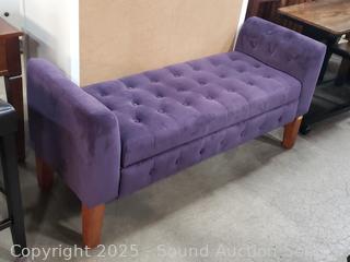 Purple Velvet Button Tufted Storage Bench 