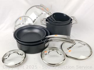 7pc Kirkland Hard Anodized Non0Stick Cookware w/5 Lids 