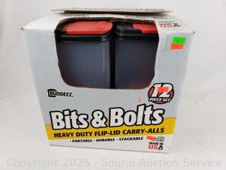Budeez Bits & Bolts Heavy Duty Flip Lid Organizer Bins