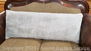 Gray Plush Faux Fur Body Pillow 