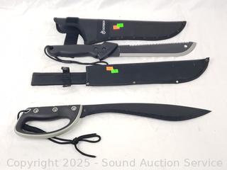 Gerber Machete w/Back Saw & Other w/Sheaths 