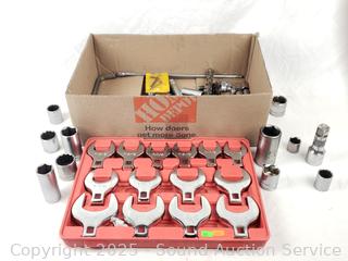 1/2" Drive Crow Foot Wrench Set & Assorted Sockets 