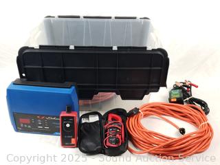 Schumacher Battery Charger, Clamp Multimeter, Extension Cords, Battery Tender