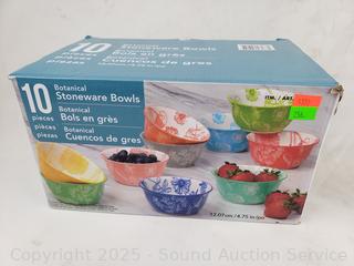 10pc Botanical 4.75" Stoneware Bowls 