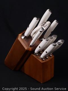 11pc Cangshan White Handle Cutlery Set w/Block