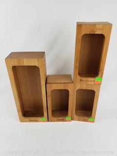 4 Labeled Bamboo Food Storage Bag Containers