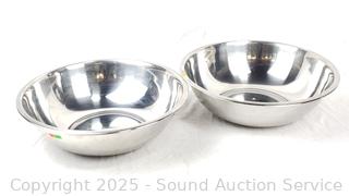 (2) Winco 16" Stainless 13qt Bowls 