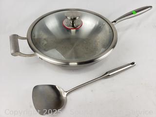 Miu Stainless Steel 13" Flat Bottom Woke w/Lid & Utensil