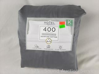6pc Hotel Signature 400TC Gray Egyptian Cotton King Sheet Set 