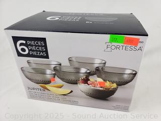 6pc Fortessa Jupiter Gray 5" Glass Bowls 