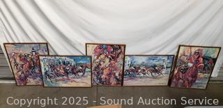 5 Fay Moore Horse Racing Prints 