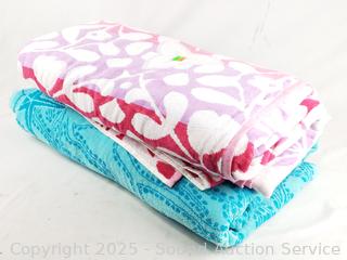 2 Large Cotton 2 Person Beach Towels 