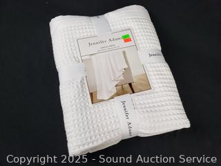 Jennifer Adams Bright White Waffle Throw Blanket 
