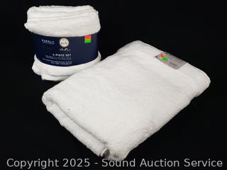 4pc Purely Indulgent Hand Towels & Washcloths, Welhome Bath Towel