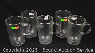 5 Bodum Double Wall Insulated Glass Mugs 