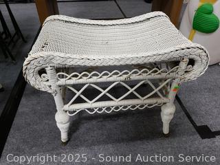 White Wicker Bench 