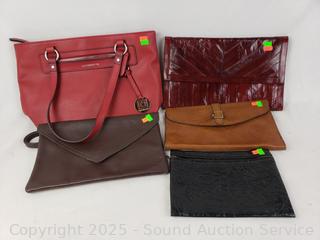 4 Clutches & Handbag 