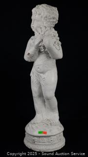 White Painted Concrete Child's Sculpture