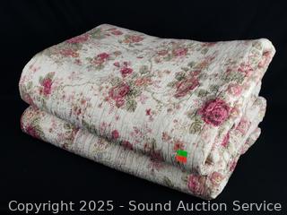 2 Queen Floral Quilted Coverlets