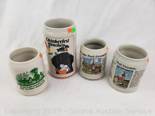 4 German Stoneware Mugs 
