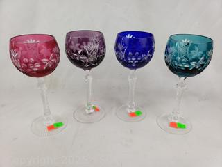 4pc Colorful Cut Crystal Stemware