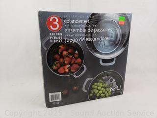 3pc Miu Stainless Colander Set