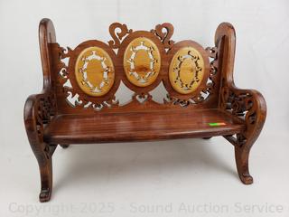 Scrolled Wood Doll Bench 
