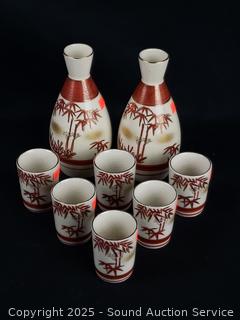 8pc Matching Sake Decanter & Cups Set