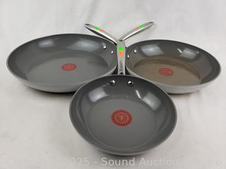 3 T-Fal Ceramic Non-Stick 8|10.5|12" Skillets 
