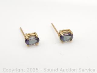 14K Gold & Mystic Topaz Stud Earrings