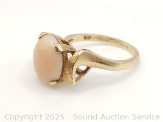 14K Gold & Pink Coral Ring S:6