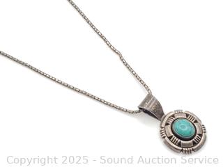 Signed Michael Thompson Navajo Sterling Pendant w/Chain