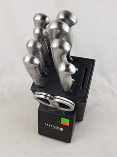 9pc Sabatier Stainless Cutlery Set w/Sharpening Block 