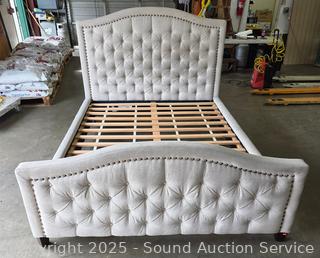 Button Tufted Upholstered Queen Bed Frame