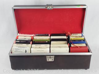 23ct Assorted 8-Track Tapes & Demagnetizer w/Case