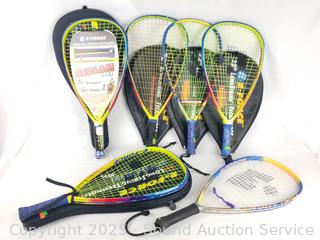 6 Racquetball Racquets w/5 Cases 