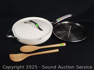 Tramontina 5qt Multi-Purpose Pan w/Steamer Insert, 2 Wood Utensils & Lid
