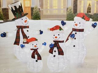 Set of 3 Snowman Family Holiday Yard Art w/LED Lights