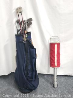 Assorted Golf Clubs, Ball Grabber, Golf Bag
