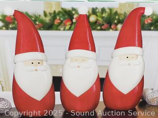 3pc Ceramic Santa Gnome Statuaries