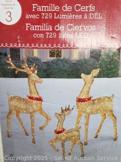 3pc Deer Family Lighted Yard Art Christmas Decor