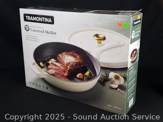 Tramontina 12" Enameled Cast Iron Covered Skillet