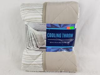 Beige Quilted Cooling Throw Blanket