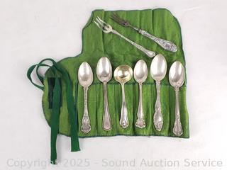 5 Sterling Teaspoons, Ladle & 2 Forks 