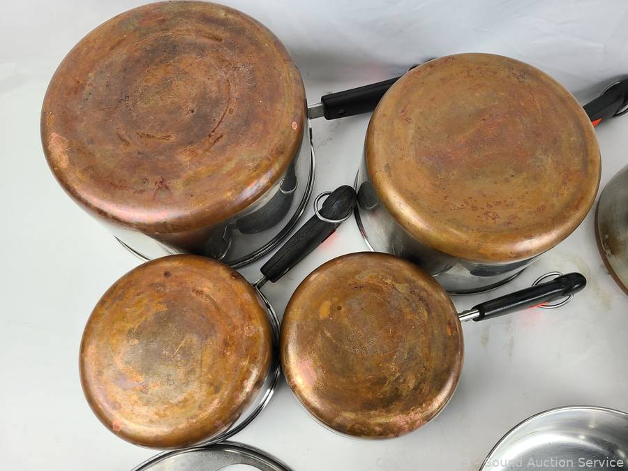 Sound Auction Service - Auction: 04/22/23 1975 Porsche 914 Sports Car &  Collectibles Online Auction ITEM: Revere Ware Copper Bottom Pans w/Lids