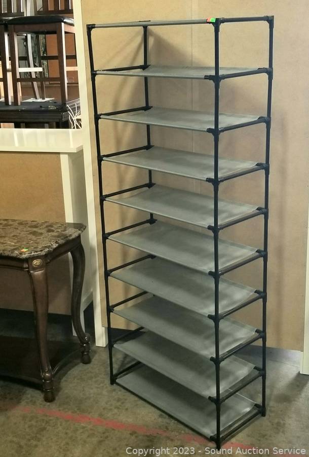 10-Tier Black Plastic Shoe Rack