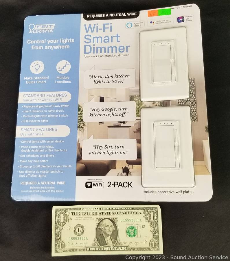 Sound Auction Service - Auction: 09/27/22 SAS Online Auction ITEM: 2 Feit  Smart Wi-Fi Dimmer Switches